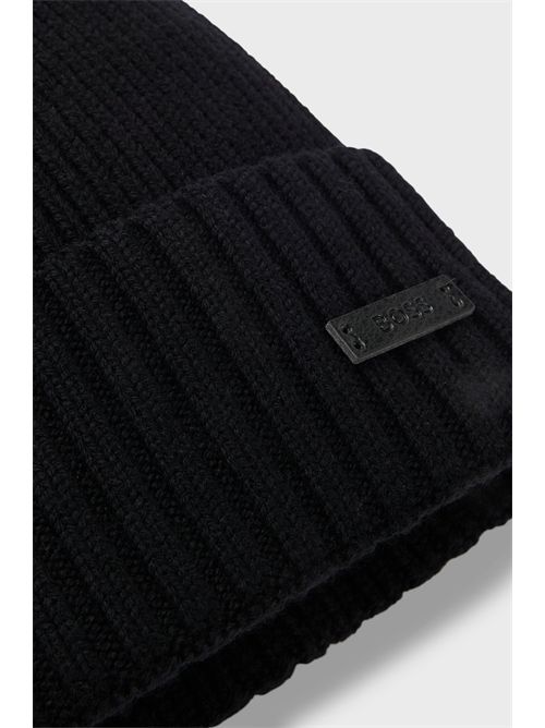 Berretto in lana vergine con targhetta con logo BOSS | FATI/001-50495306